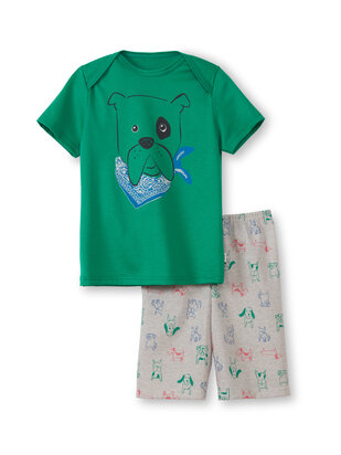 CALIDA Mini Boys Pyjama Puppy viridis-grün