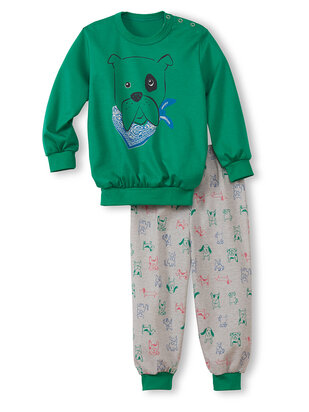 CALIDA Mini Boys Pyjama Puppy viridis-grün